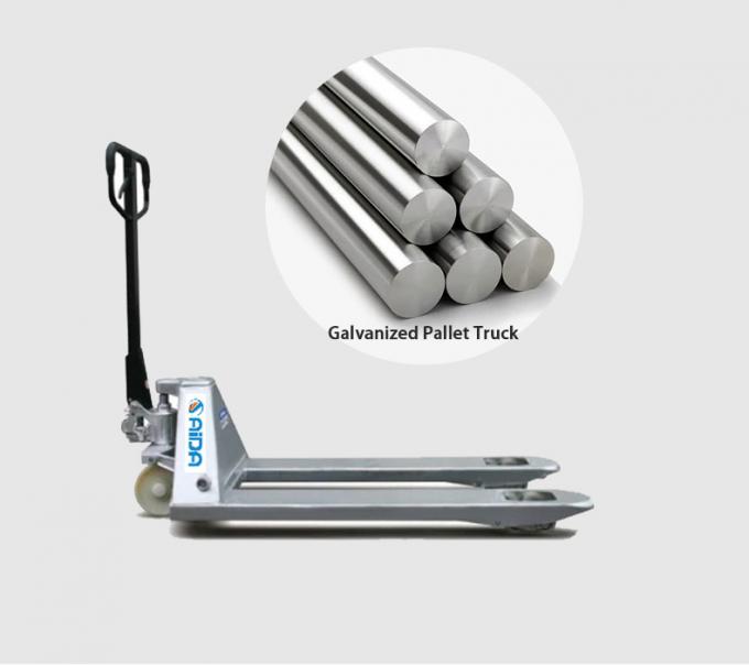Camion à palettes manuel en acier inoxydable galvanisé de 550 mm sur mesure avec une capacité de charge de 1 à 5 tonnes 0