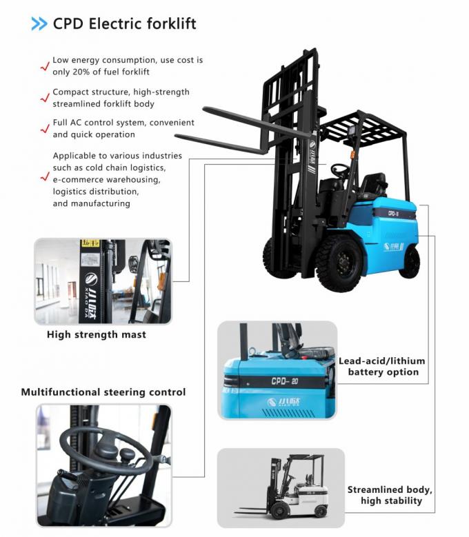 Logistique Distribution Petit chariot élévateur électrique monté sur un chariot élévateur 3m Hauteur de levage 0