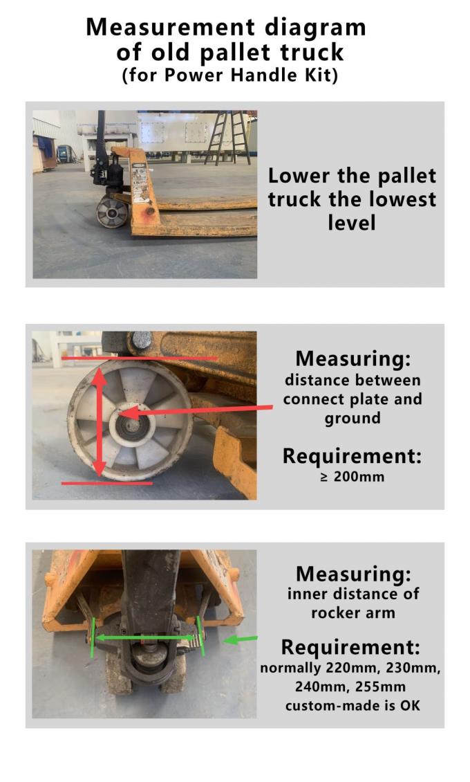 Réaménagement rapide et facile: Transformez votre camion à palettes manuel en une prise de palettes électrique à l'aide du kit de manette électrique autopropulsé 1
